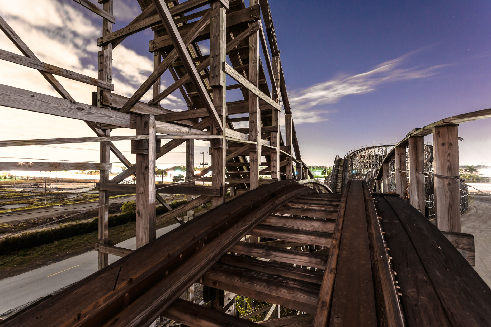 Boomers wooden coaster track view